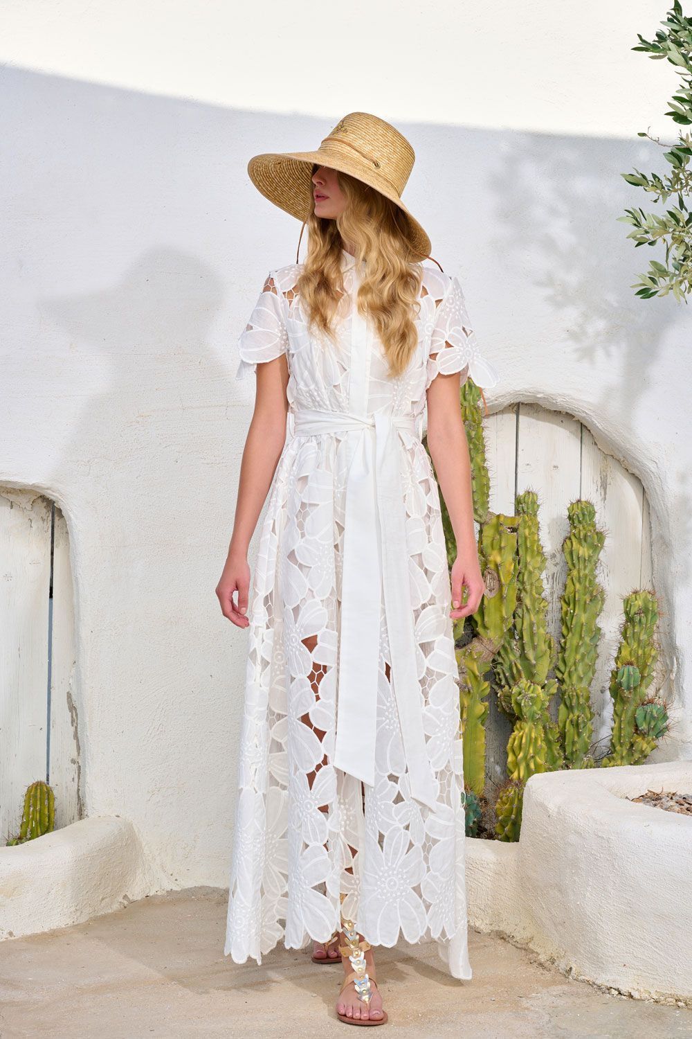 Giu Lace Floral Open Front Dress