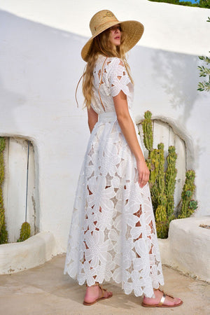 Giu Lace Floral Open Front Dress
