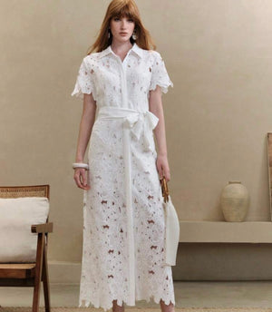 Giu Lace Floral Open Front Dress