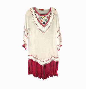 Biya Fringe Embroidered Dress