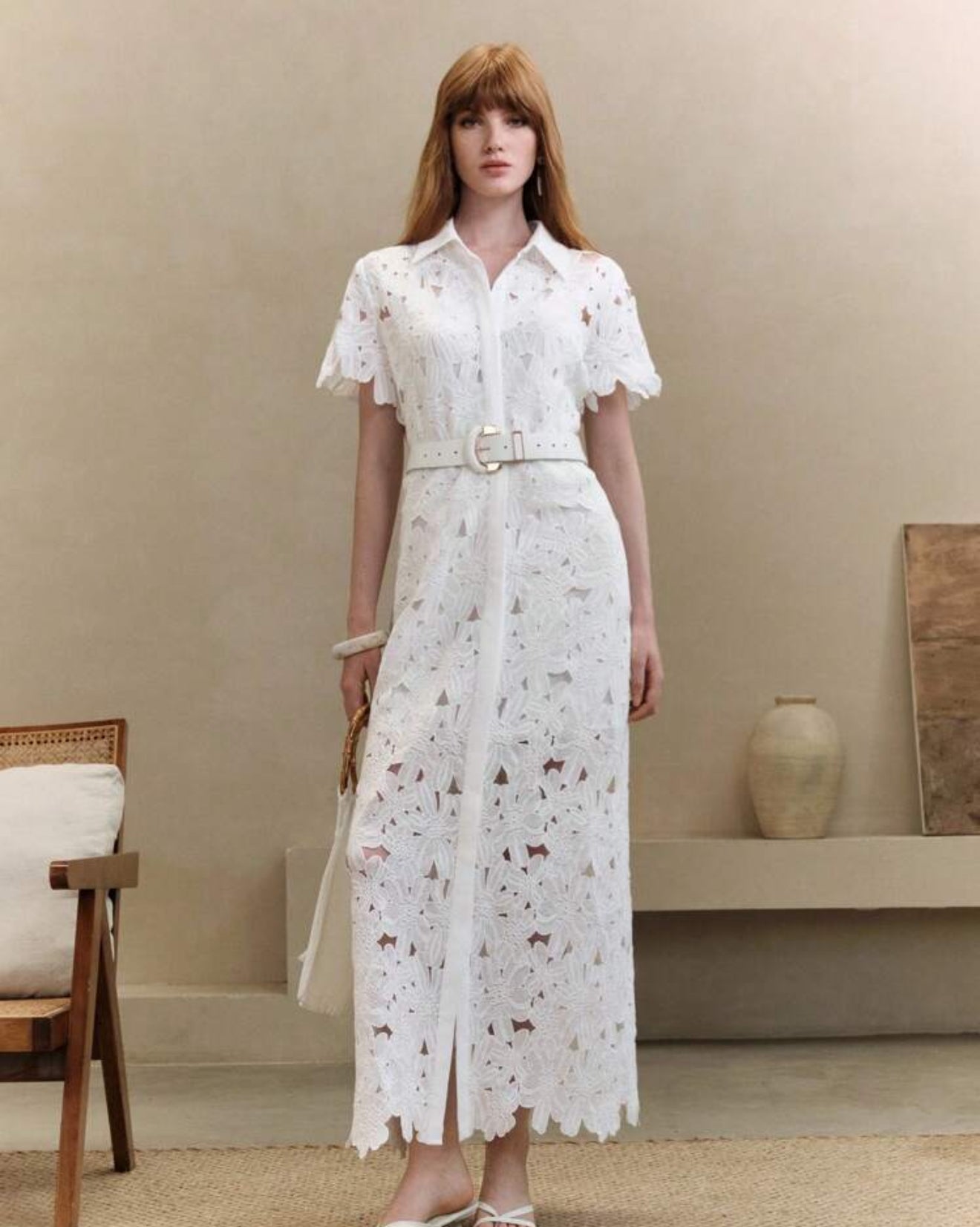 Giu Lace Floral Open Front Dress