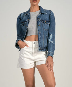 Elan Blue Denim Puff Sleeve Jean Jacket