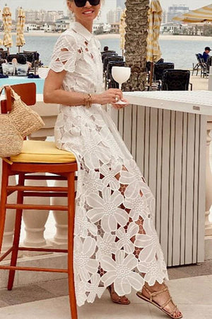 Giu Lace Floral Open Front Dress