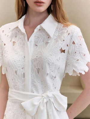 Giu Lace Floral Open Front Dress