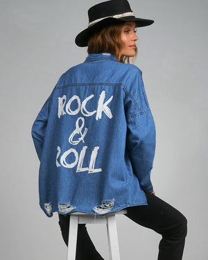 Elan Rock & Roll Women's Distressed Denim Jacket