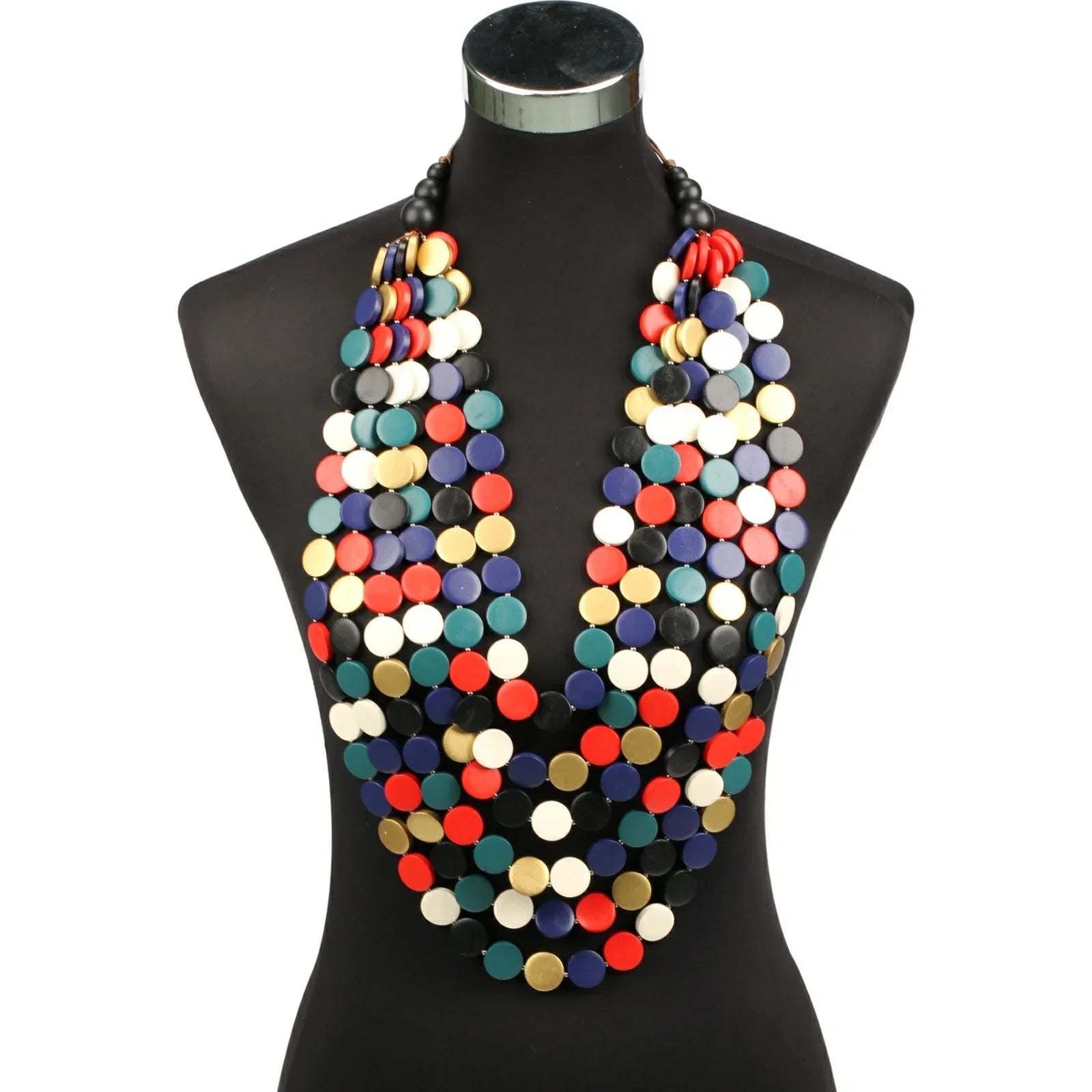 Wooden Bead Statement Necklace