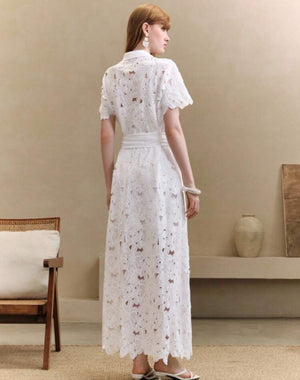 Giu Lace Floral Open Front Dress