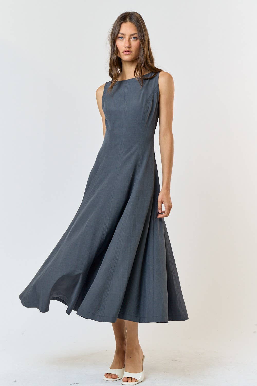 TINA CHARCOAL ALINE DRESS