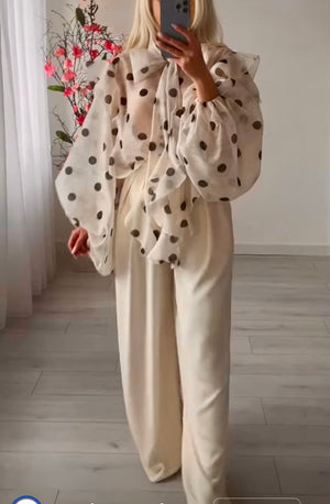 Bulungui Black Polka Dot & Ruffle Blouse
