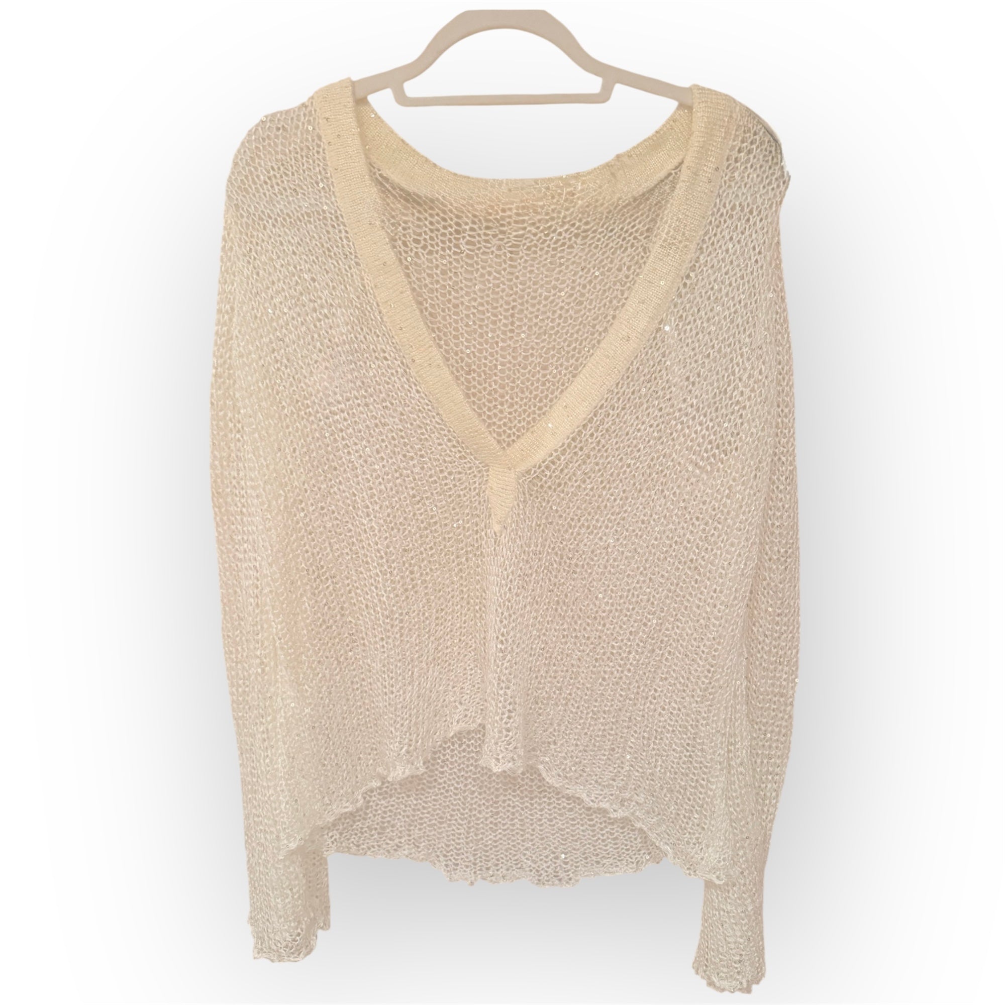 Bu Hollow Out Seethrough Sequin Crochet blouse