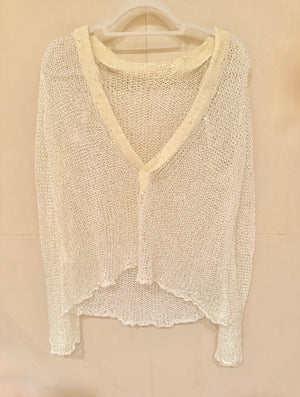 Bu Hollow Out Seethrough Sequin Crochet blouse