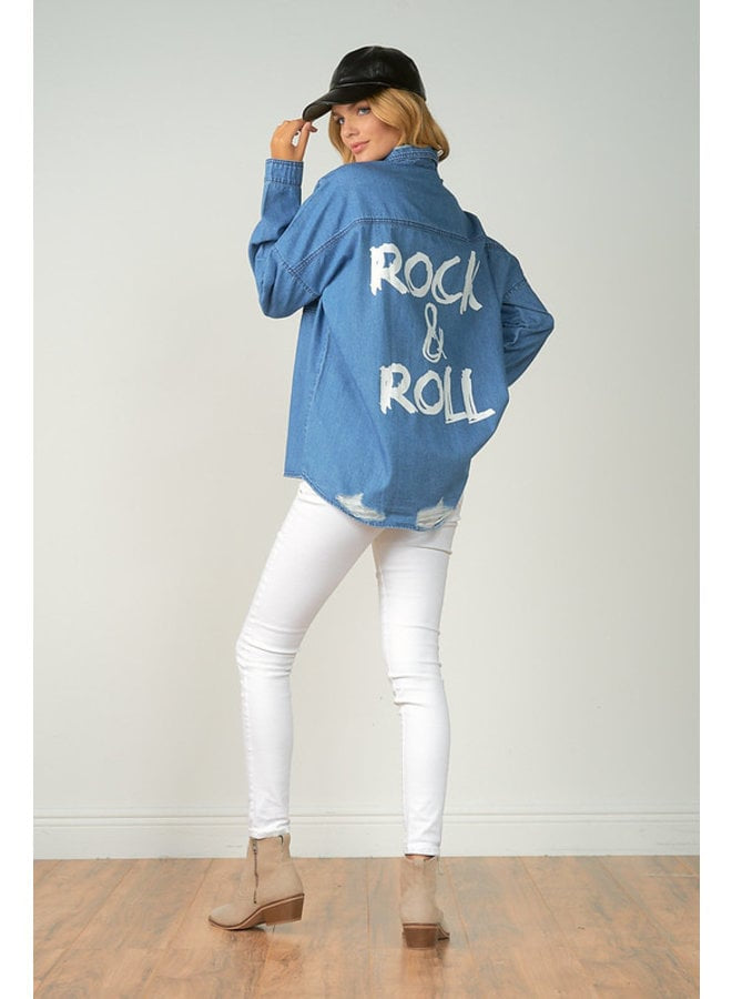 Elan Rock & Roll Women's Distressed Denim Jacket