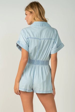 ELAN light blue Waist Romper