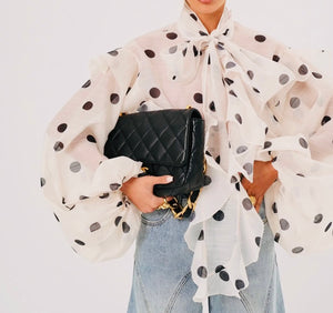 Bulungui Black Polka Dot & Ruffle Blouse