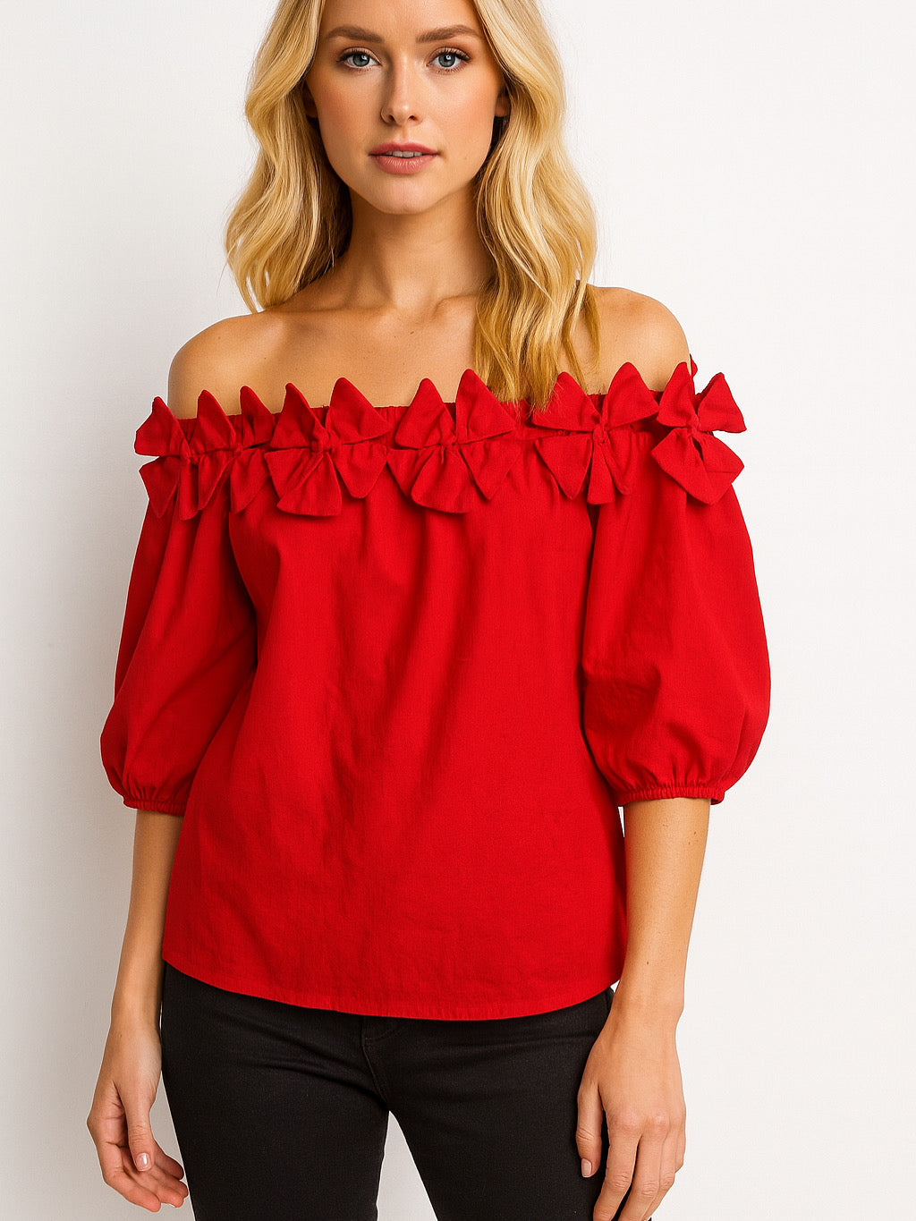 Love Red Ruffled Blouse