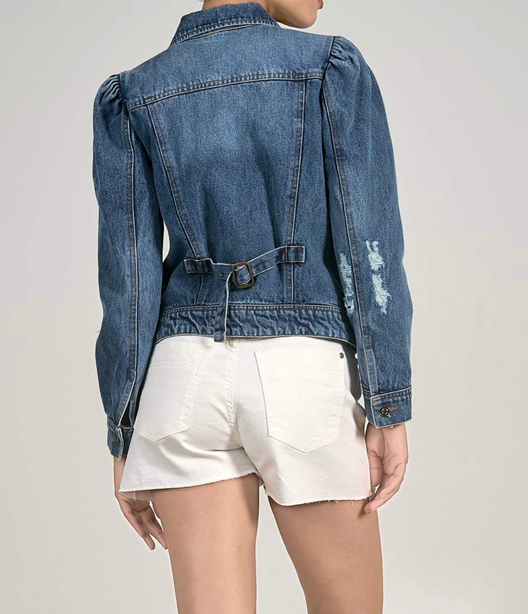 Elan Blue Denim Puff Sleeve Jean Jacket