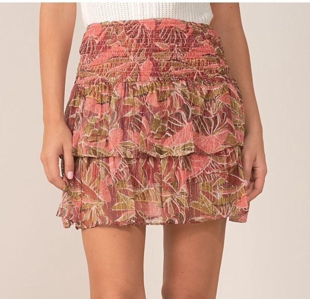 ELAN Palm Leaf Ruffled Smocked
Skirt