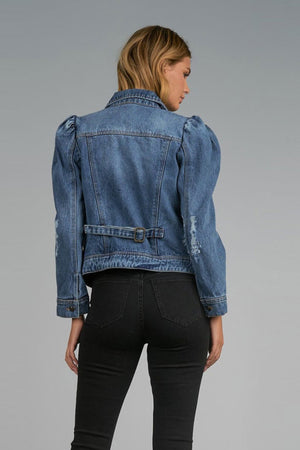 Elan Blue Denim Puff Sleeve Jean Jacket