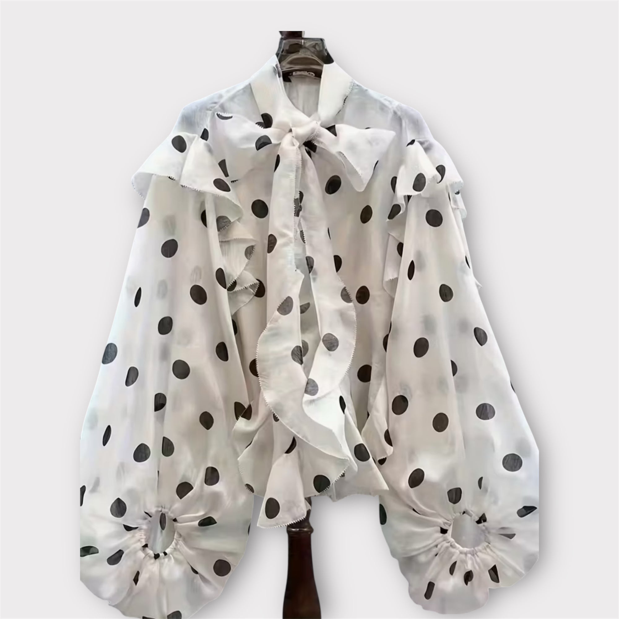 Bulungui Black Polka Dot & Ruffle Blouse