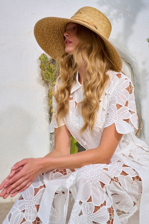 Giu Lace Floral Open Front Dress