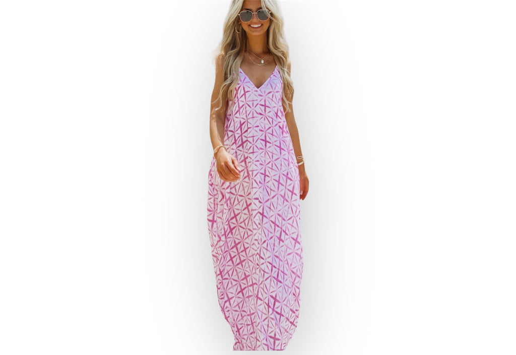 Social Butterfly Maxi Dress - Fuchsia