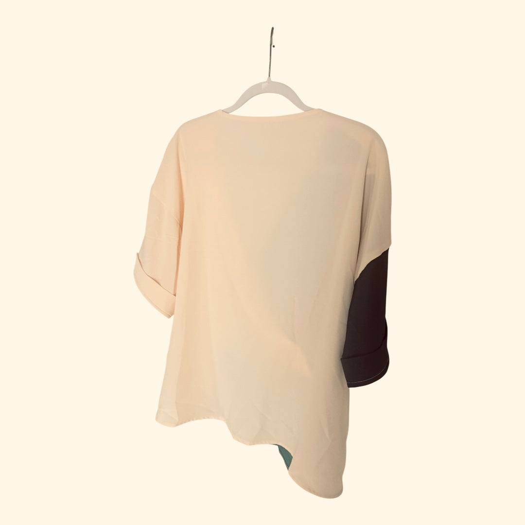 Color Block V-Neck Blouse