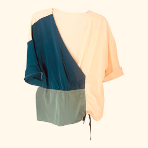Color Block V-Neck Blouse