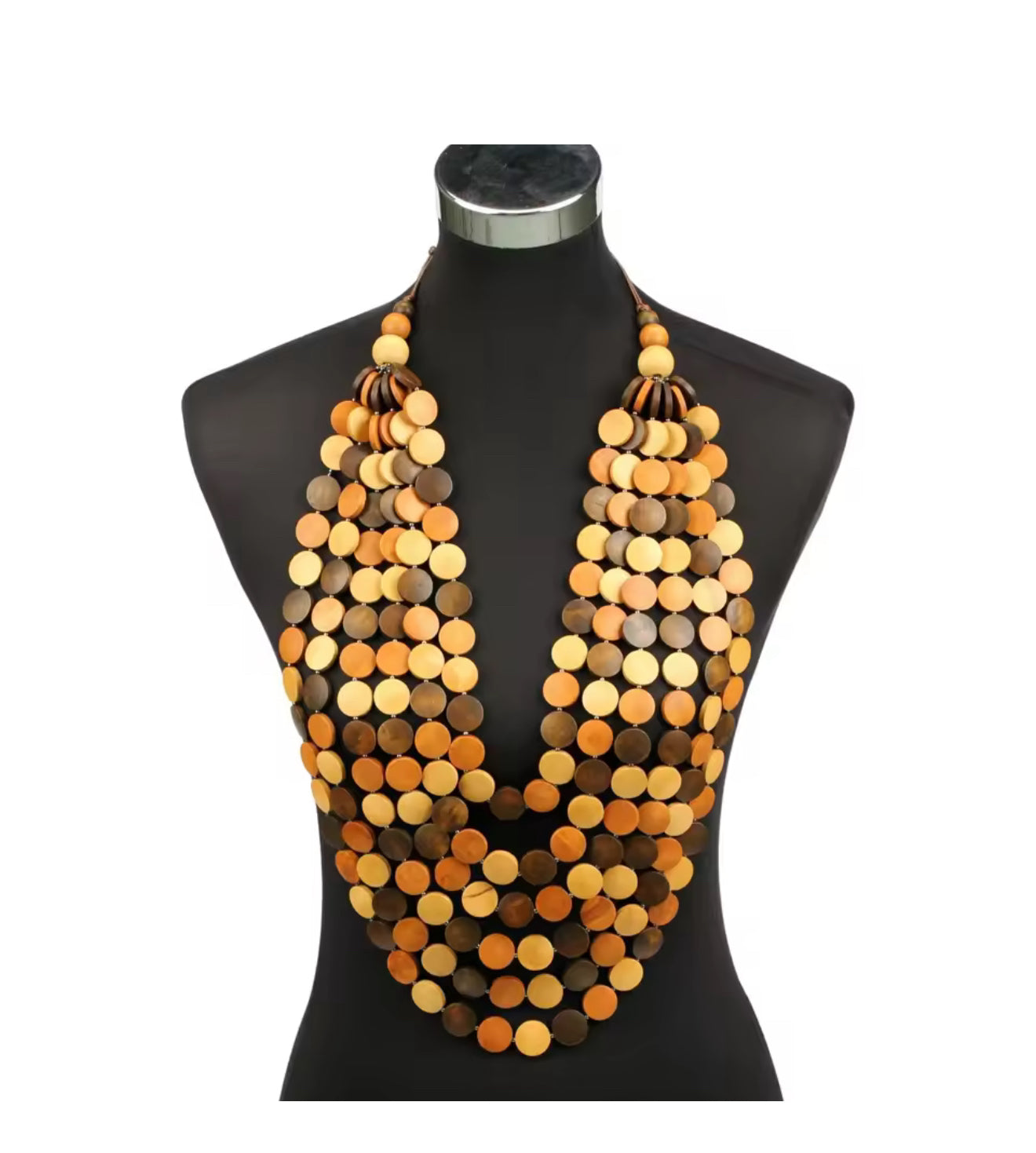 Wooden Bead Statement Necklace