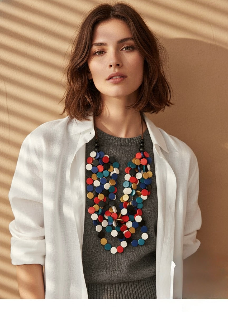 Wooden Bead Statement Necklace