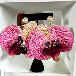 Real phalaenopsis earrings
