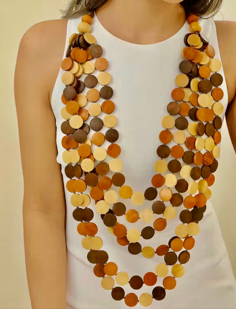 Wooden Bead Statement Necklace