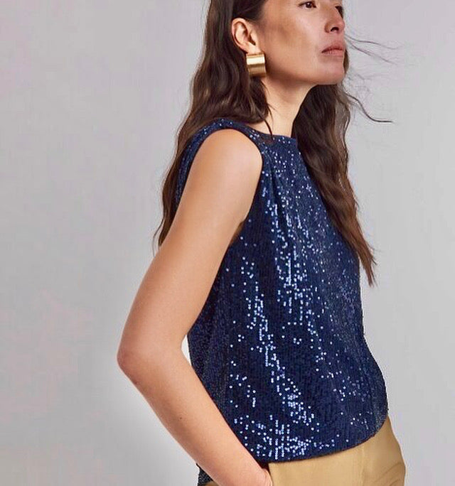 Navy Sequin blouse