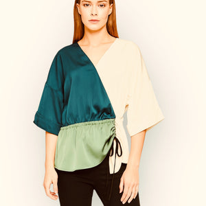 Color Block V-Neck Blouse